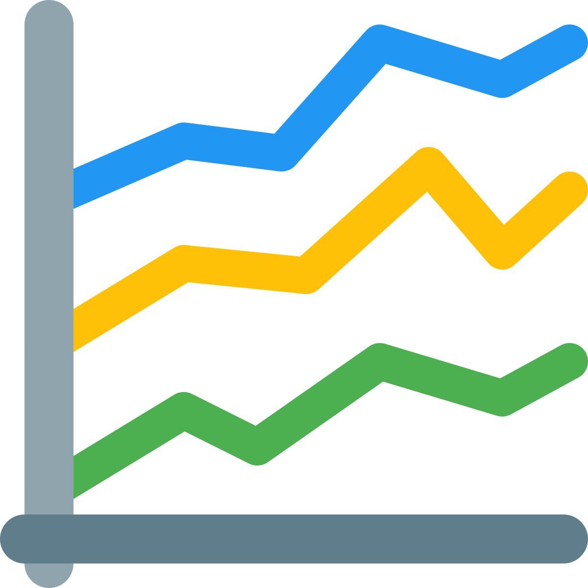 gráfico de múltiplas linhas icon