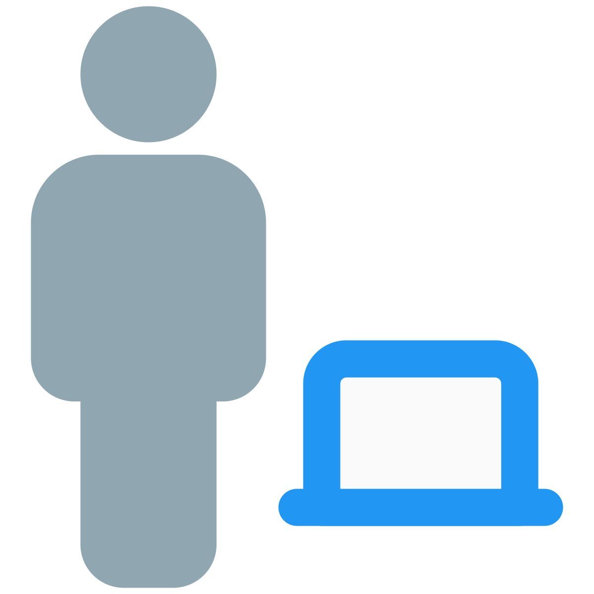 remote working employee from home on laptop icon