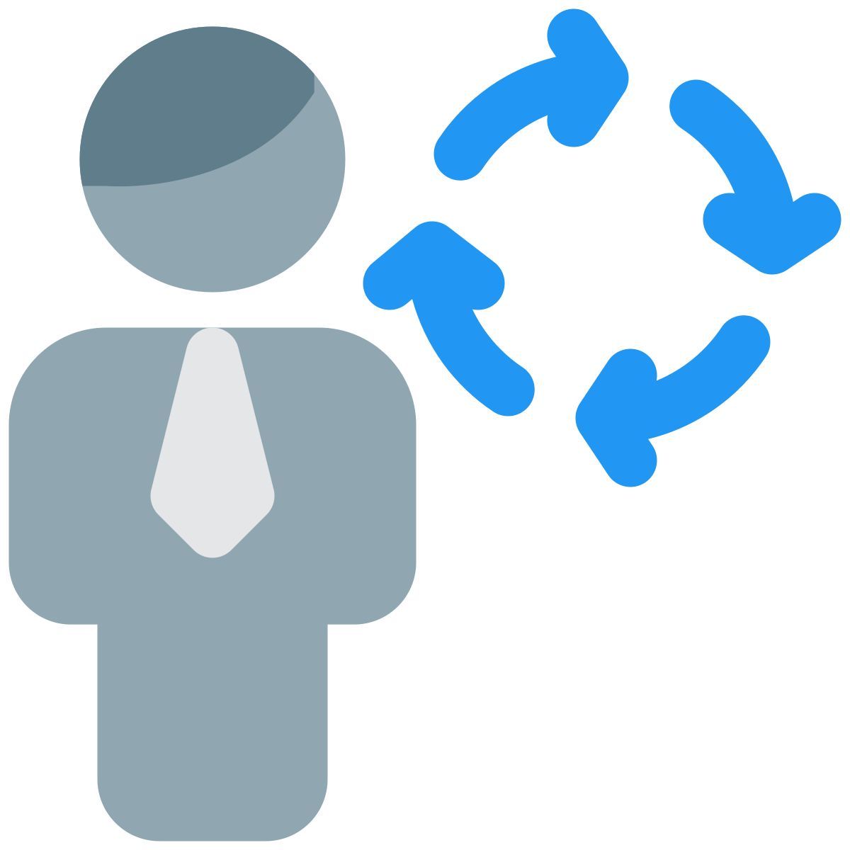routine shift for manager the work process with loop arrows icon