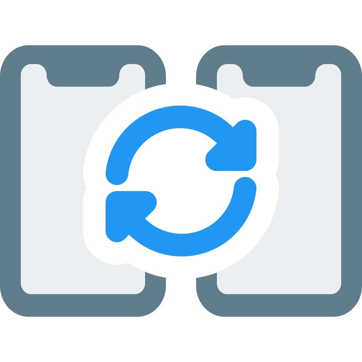 smartphone com notch e layout de sincronização de loop icon