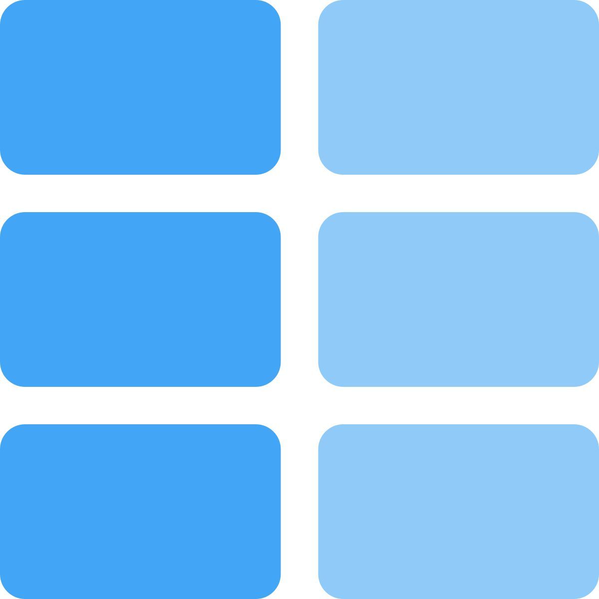 tableau à trois rangées icon