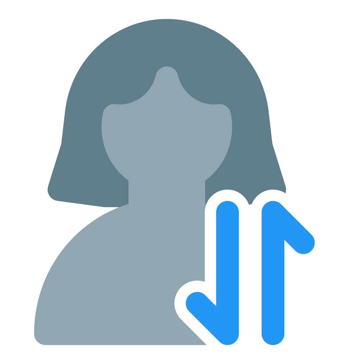 User with a up and down both arrow direction for data transfer layout icon