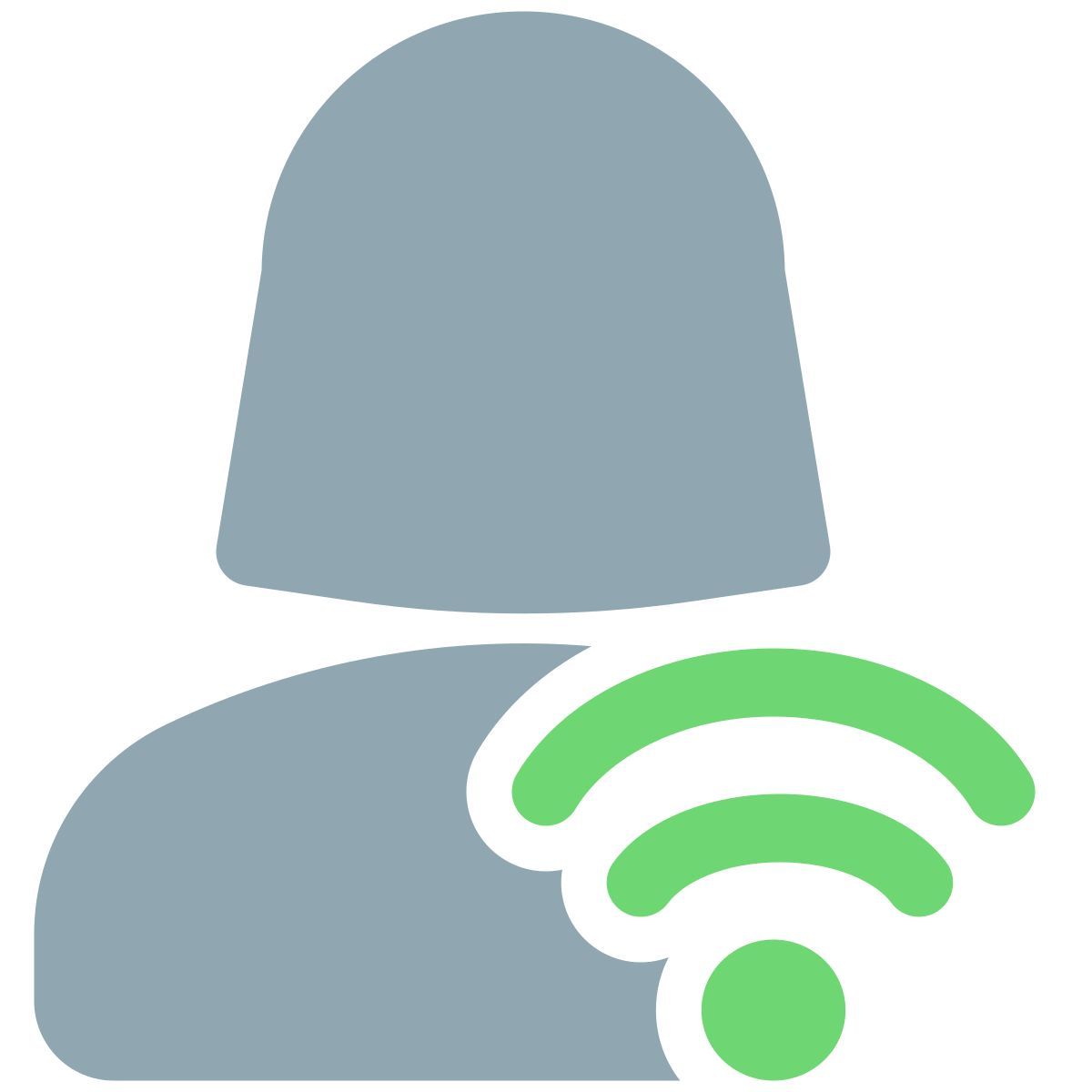 wireless internet router key shared with single female user in a company icon