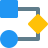 external computer-algorithm-with-connected-notes-diagram-web-color-tal-revivo icon