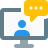external online-chat-conversation-with-speech-bubble-in-monitor-meeting-color-tal-revivo icon