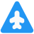 external triangular-shape-sign-board-with-airplane-logotype-traffic-color-tal-revivo icon