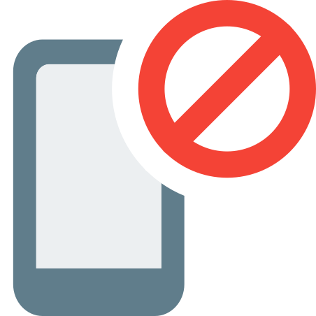 Mobile phone prohibition sign board with crossed logotype icon in Tal ...