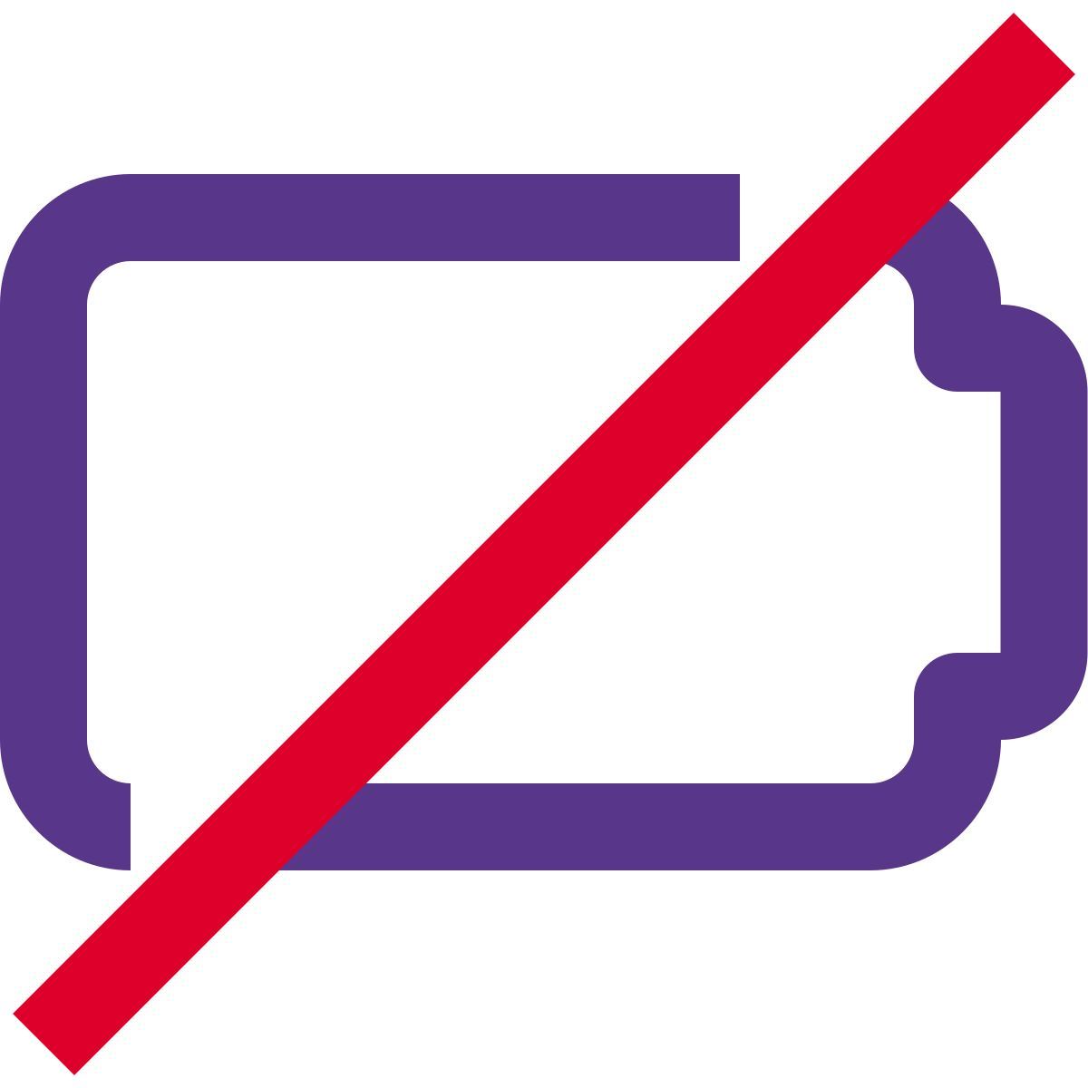 battery not available or damaged with crossed layout icon