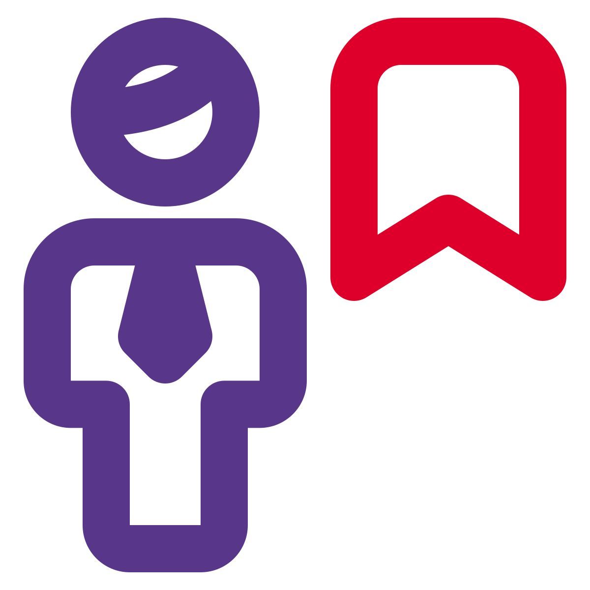 オフィスレイアウトで働くビジネスマンのブックマークサイン icon