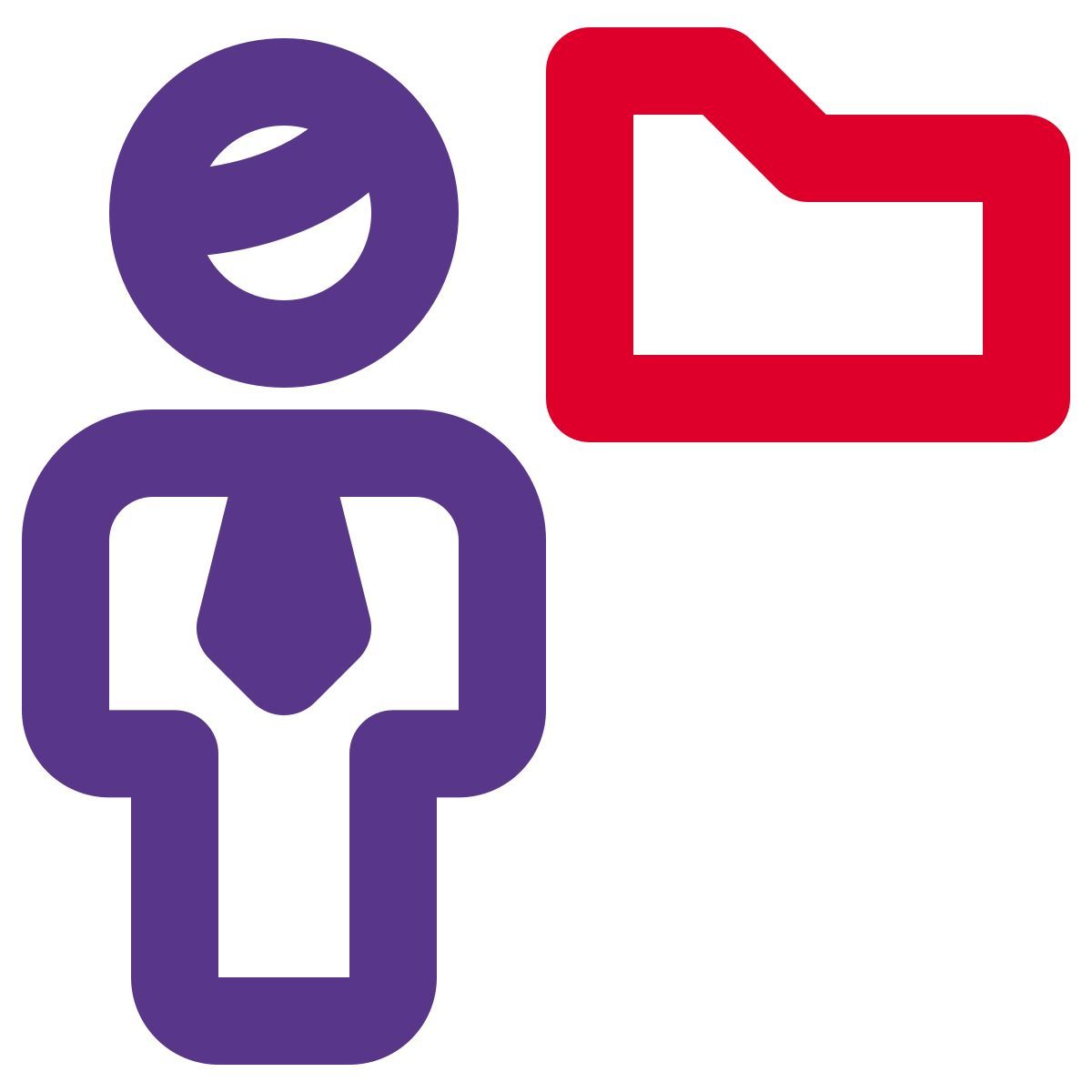 businessman sharing a single folder on an online server icon