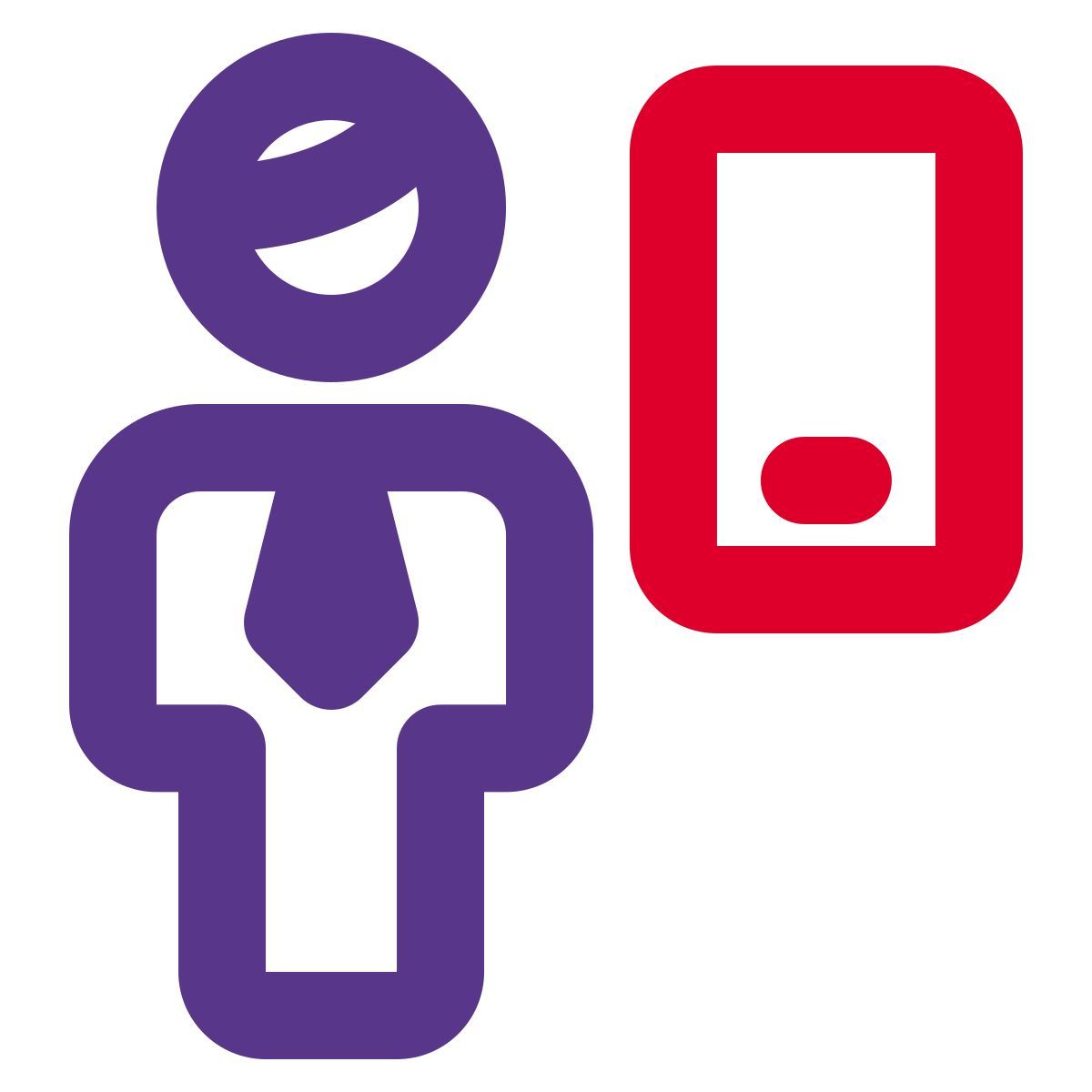 businessman using web messenger on a smartphone icon