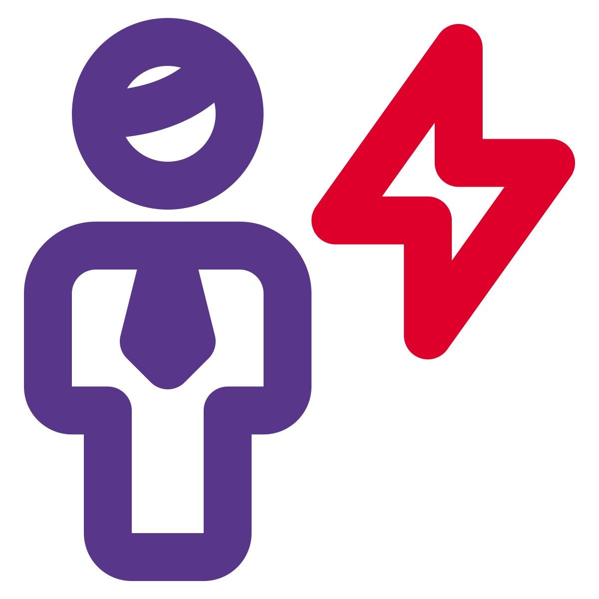 businessman with a flash layout isolated on a white background icon