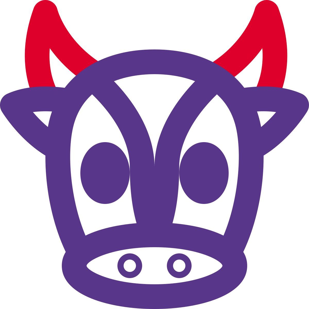 cara de vaca con cuernos largos y cuerno largo icon