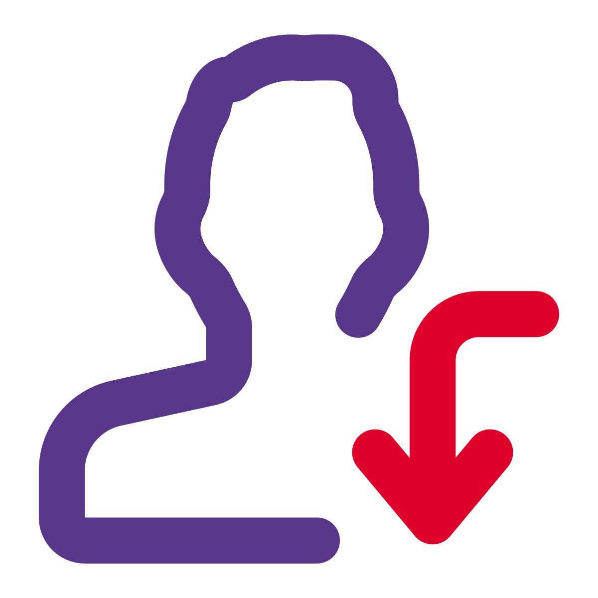 user curved down arrow icon