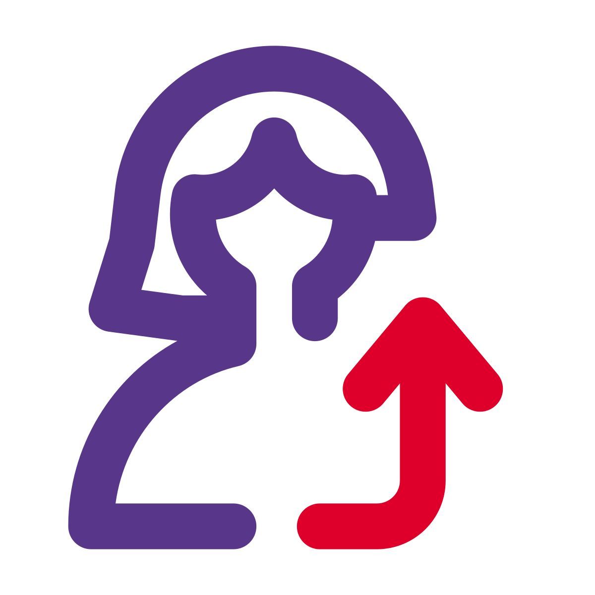 사용자 프로필 데이터 다운로드를 위한 곡선 업로드 화살표 icon