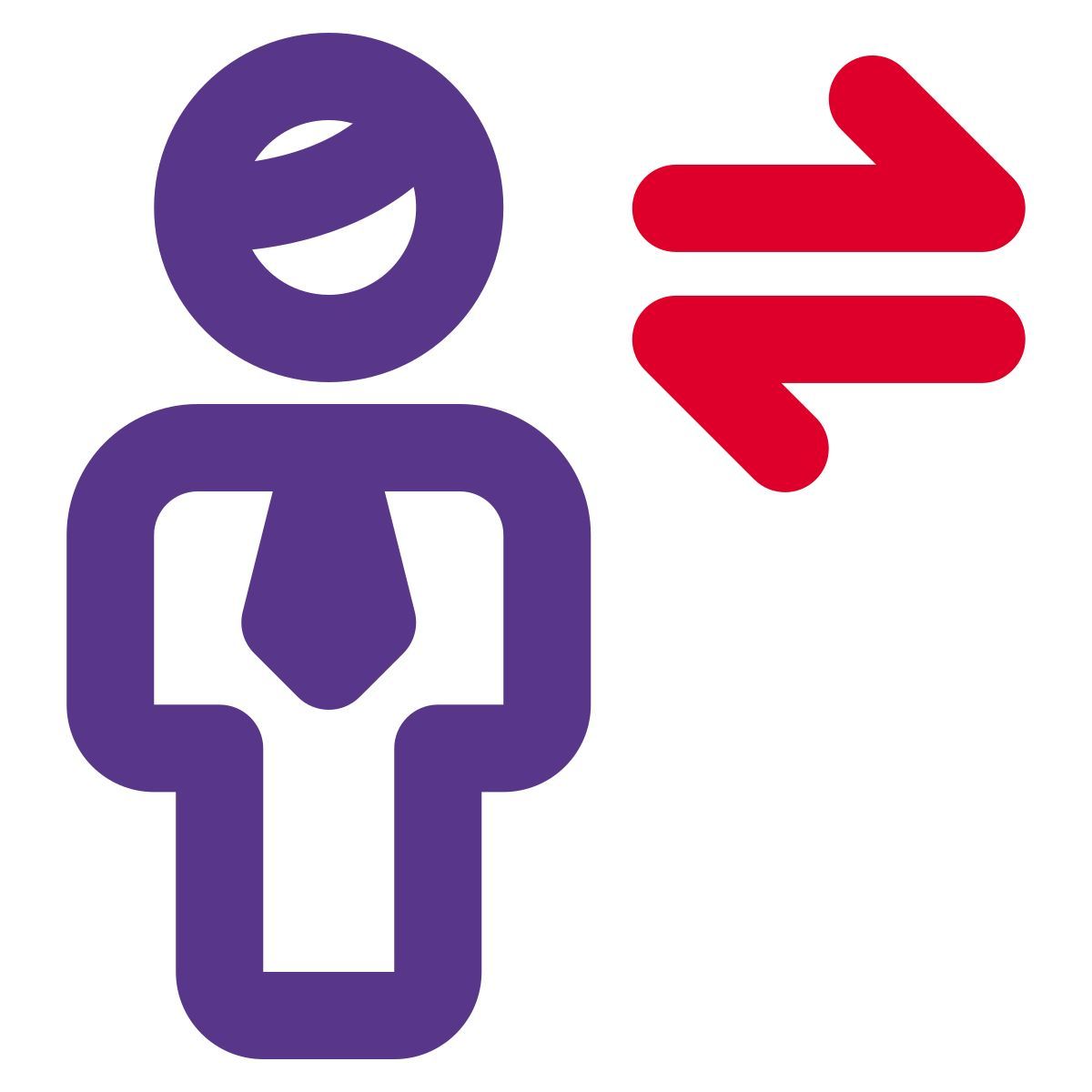 data transfer among the members of the group with opposite arrows icon