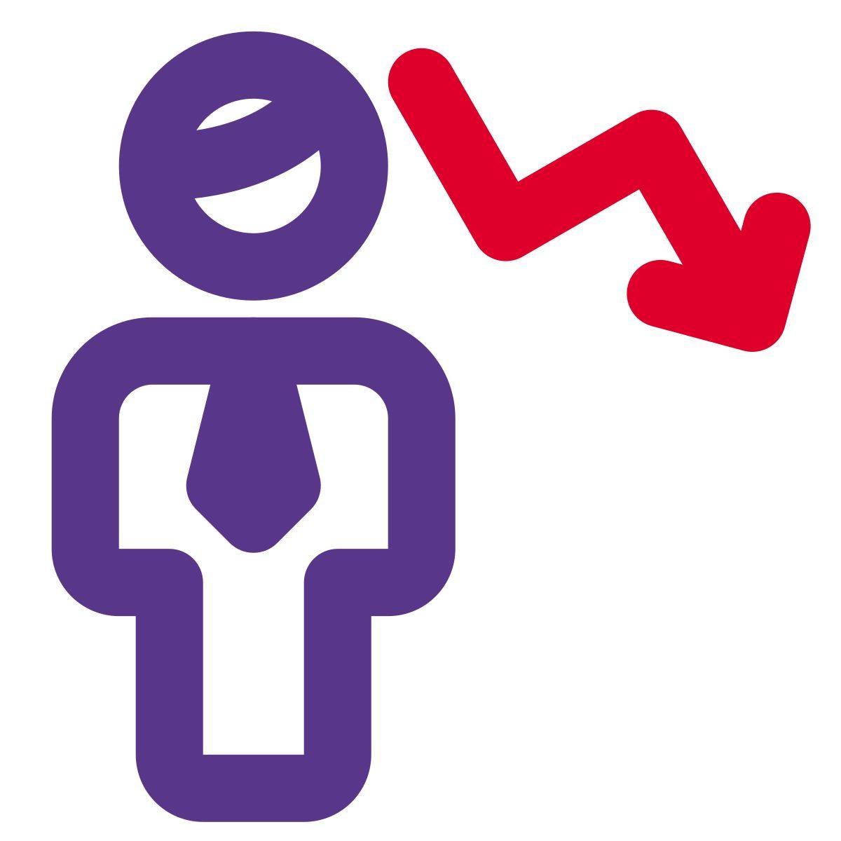 downtrend chart of an businessman from the previous businessman icon