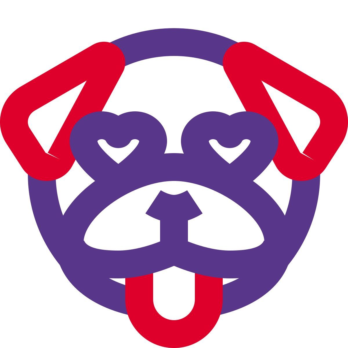 happy pug dog with heart eyes and tongue out emoji icon