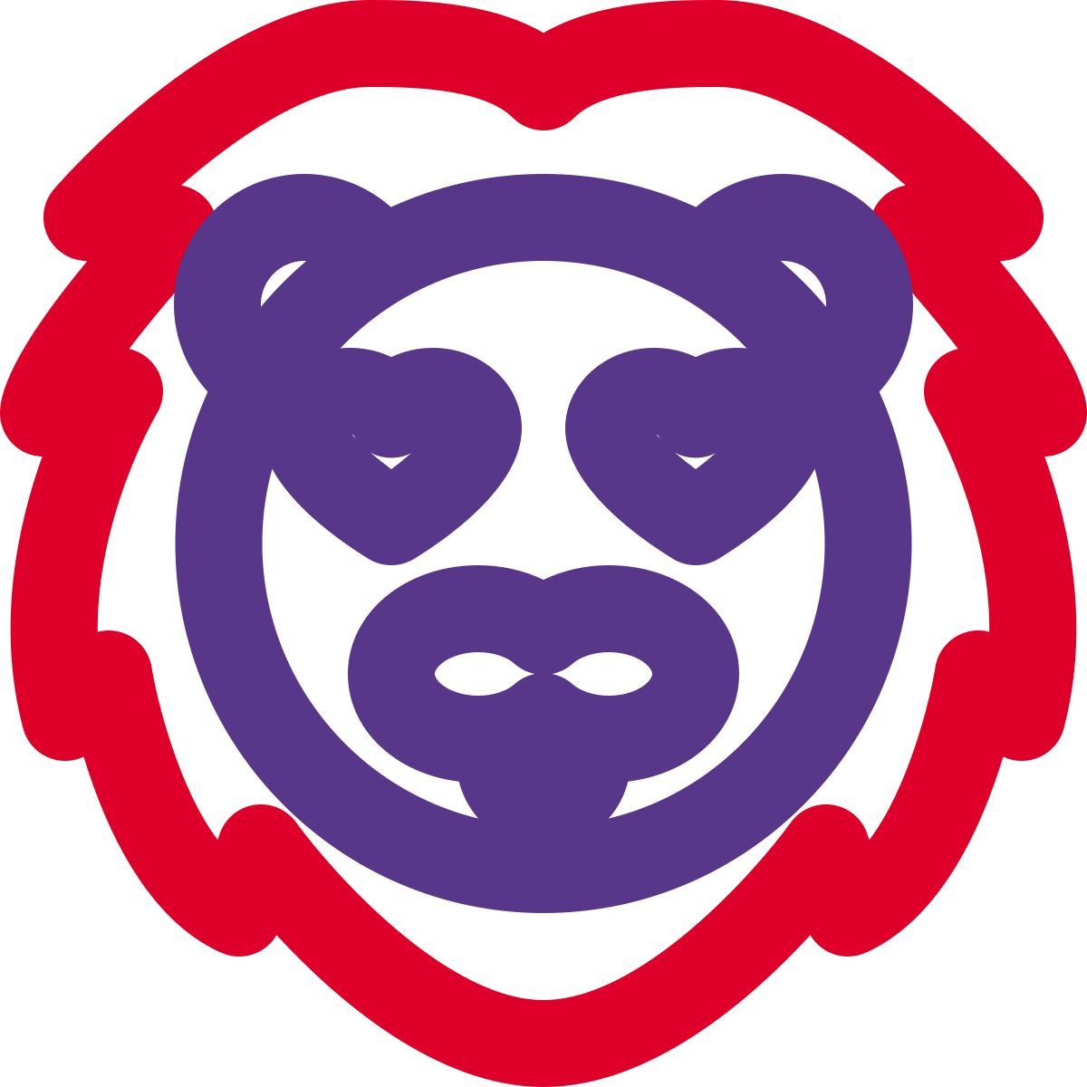 happy romantic grinning lion with heart eyes icon