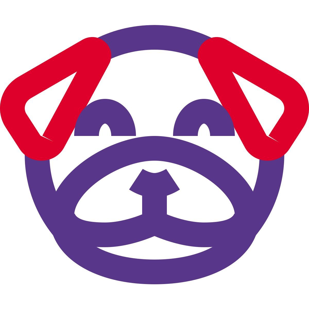 happy smiling pug dog face with eyes closed emoji icon