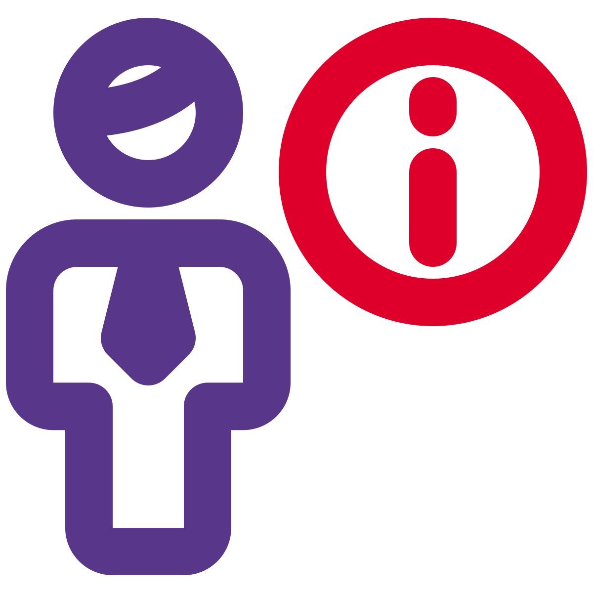 information of a large company messenger with i button icon
