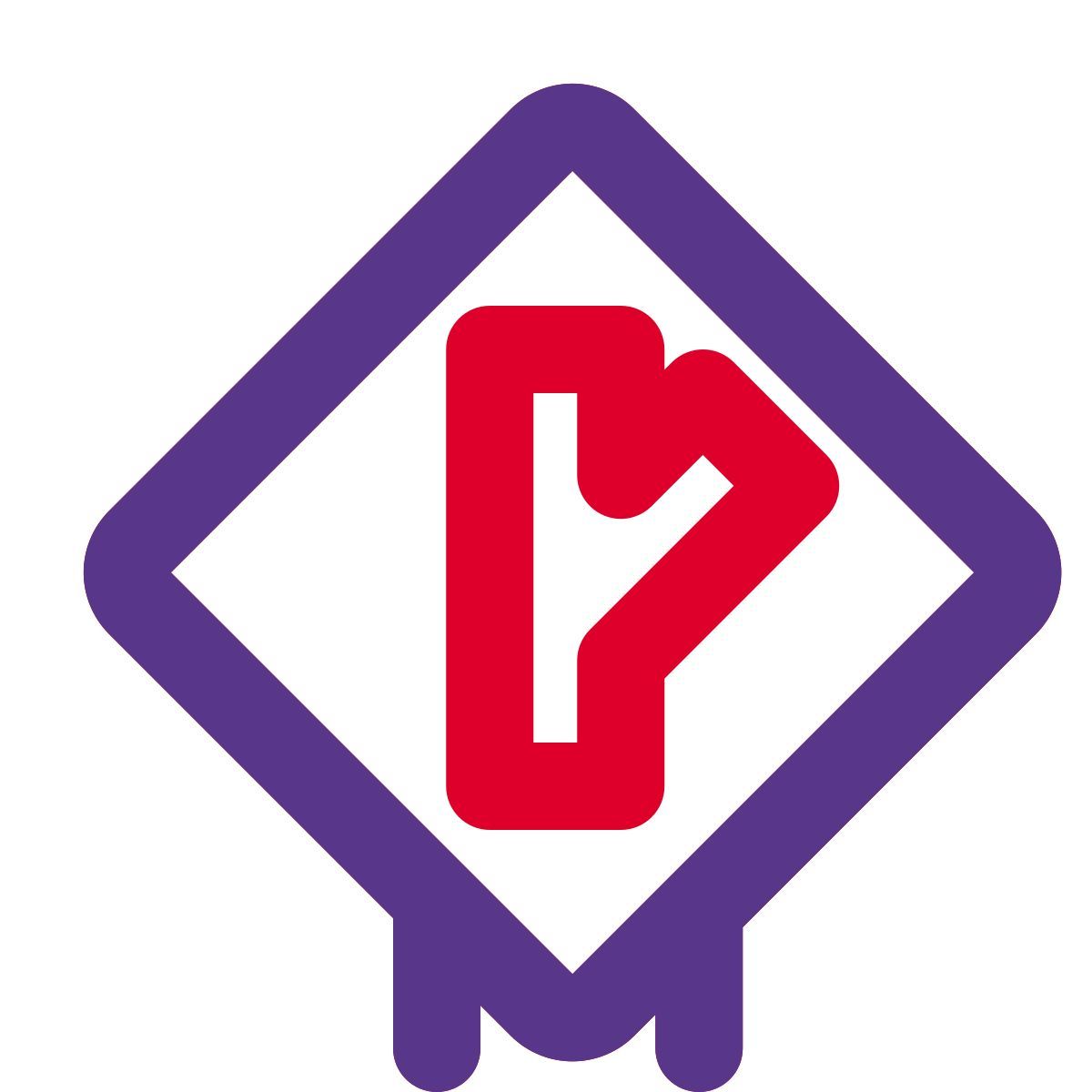 right intersection sign icon