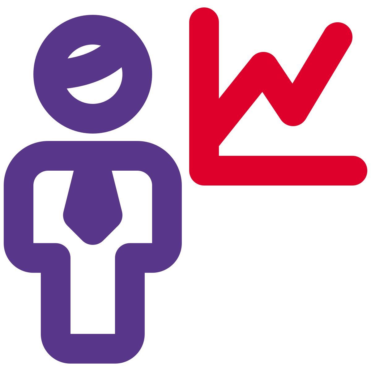 line chart of the businessman with sales graph icon