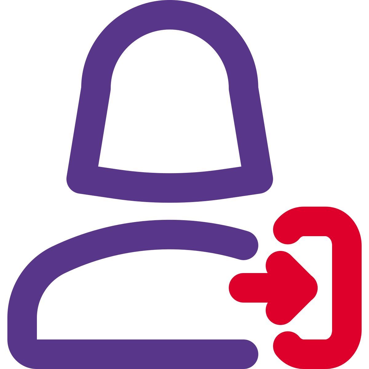 login access of a female user with a right direction arrow key icon