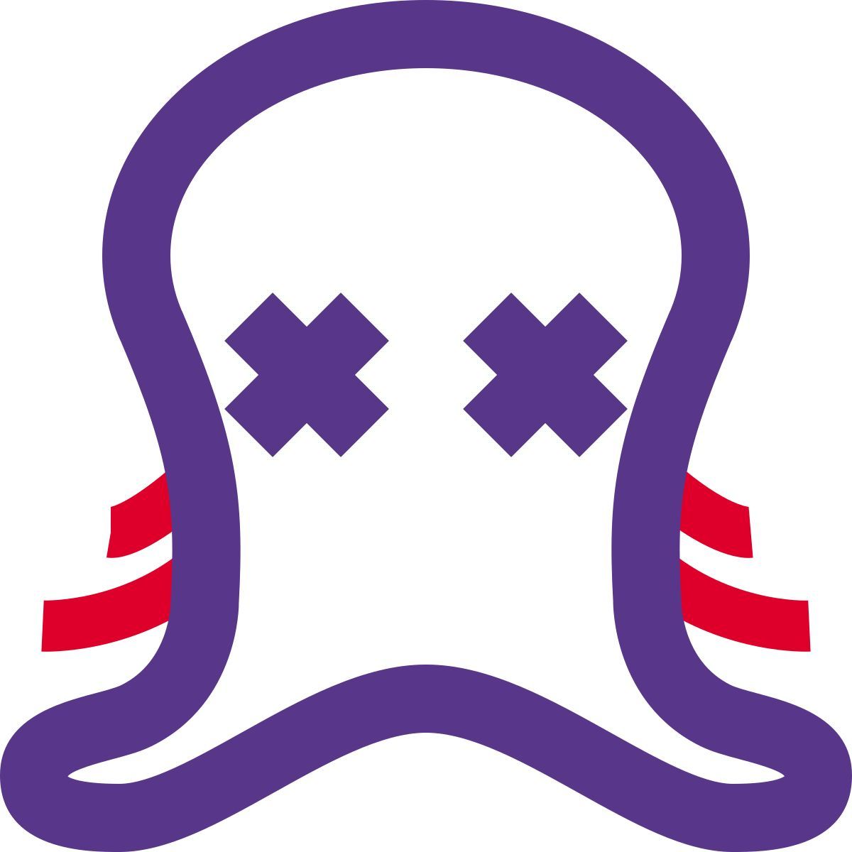 mouthless octopus with multiple legs and eyes crossed icon