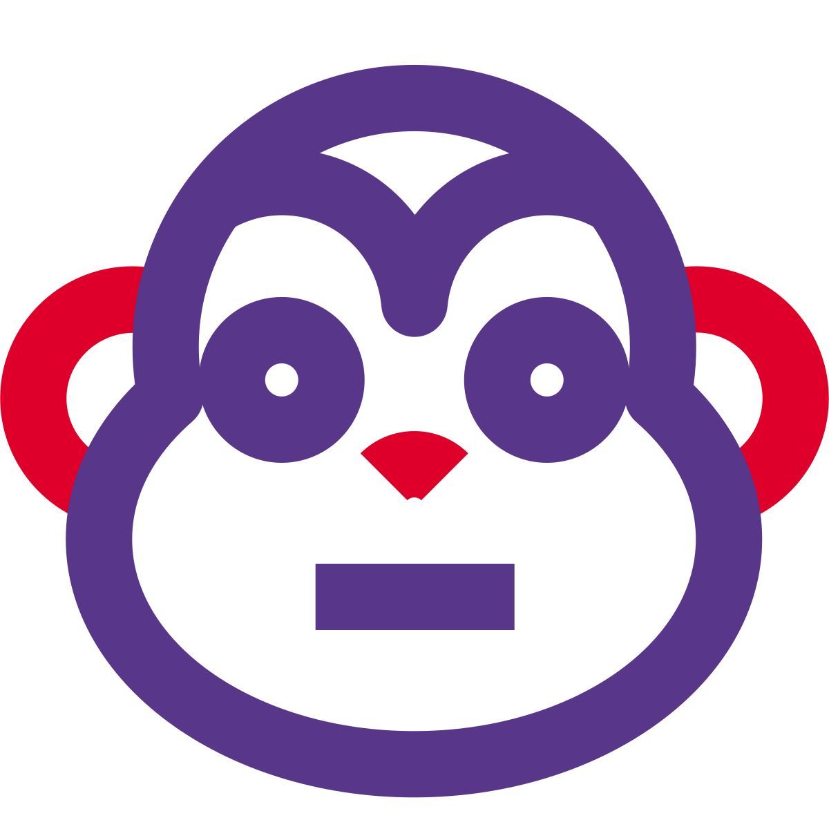 neutral monkey face emoji with flat mouth expression icon
