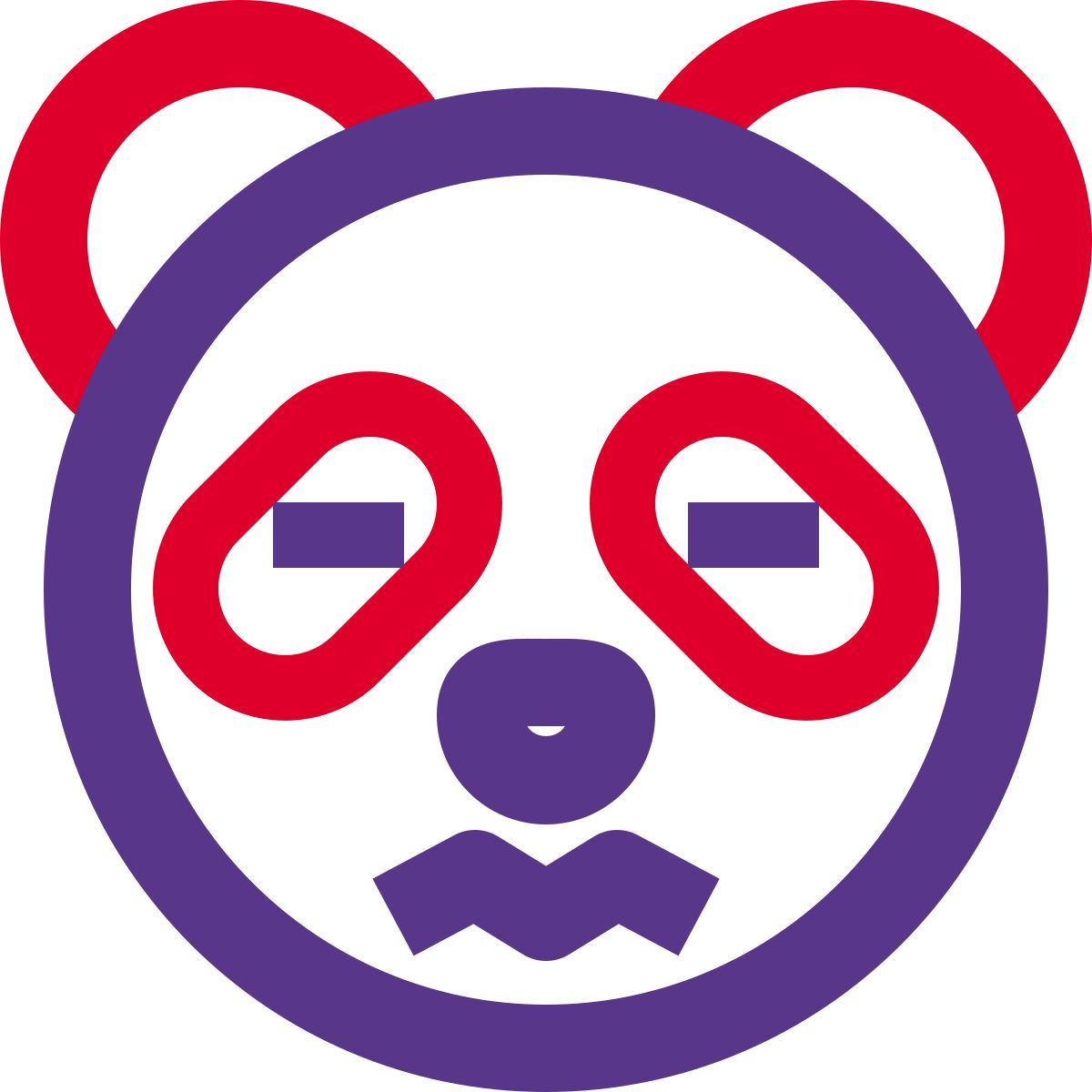 panda confounded pictorial representation with eyes closed emoticon icon