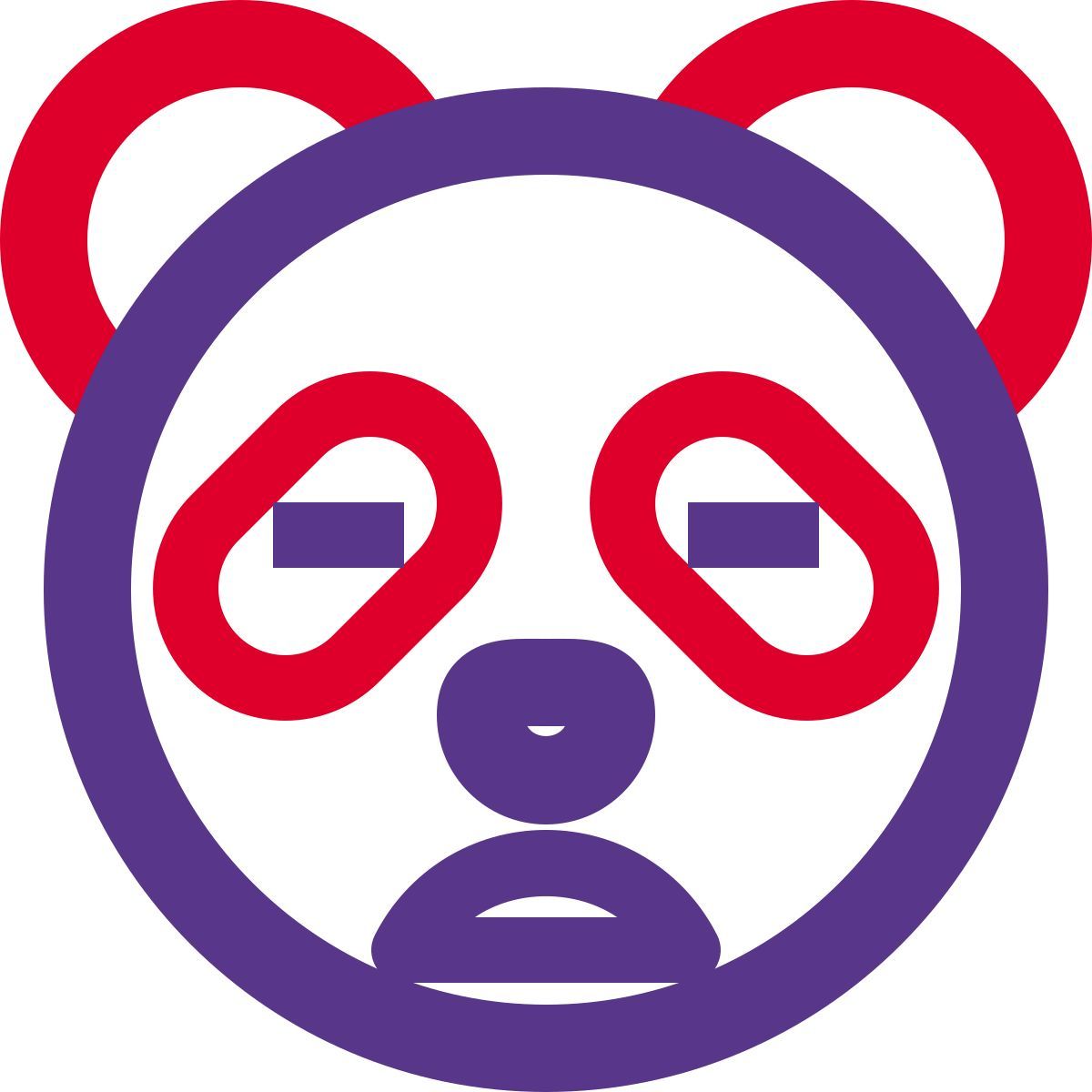 panda emoji frowning pictorial representation with eyes closed icon
