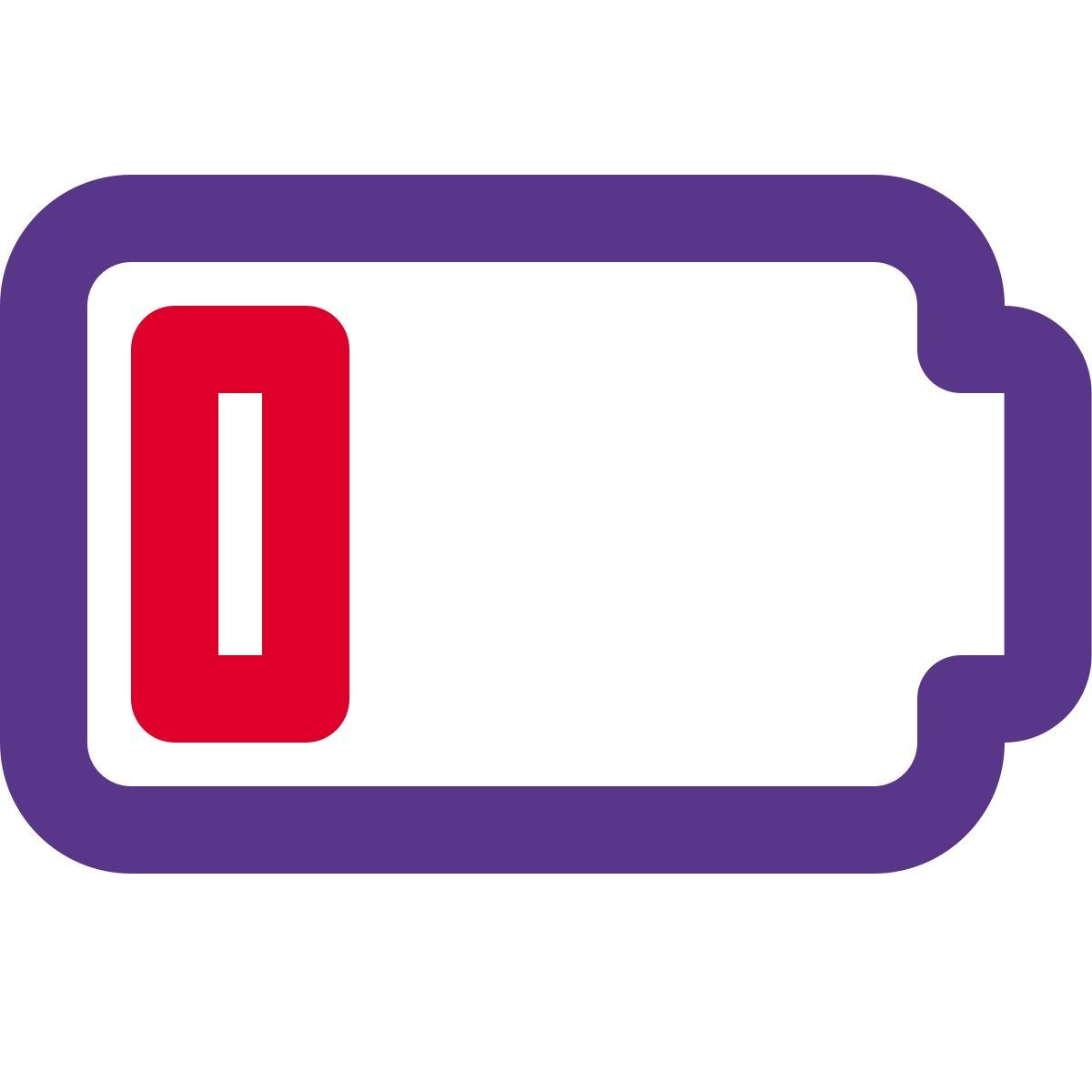 phone low battery power level indication isolated on a white background icon