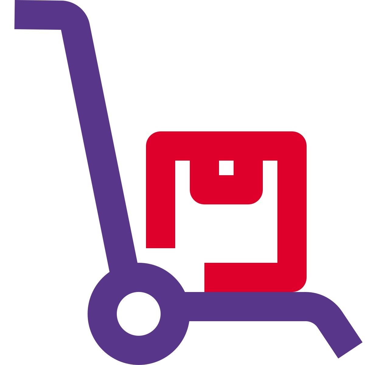 chariot à pousser avec boîte icon
