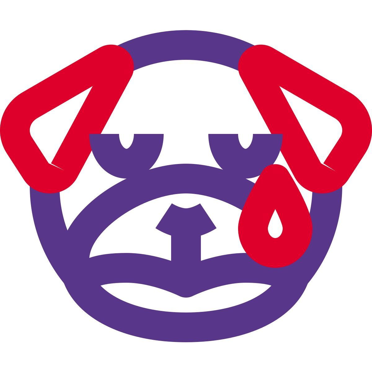 icon pug dog crying pictorial representation with tears flowing