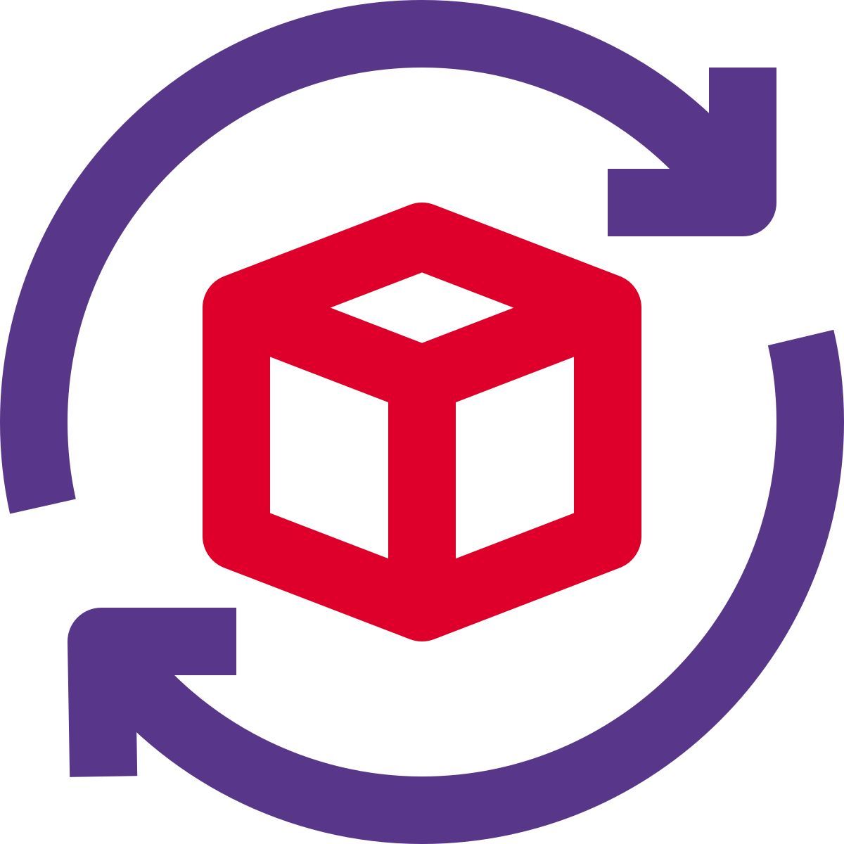 reload cube design with loop arrows layout icon