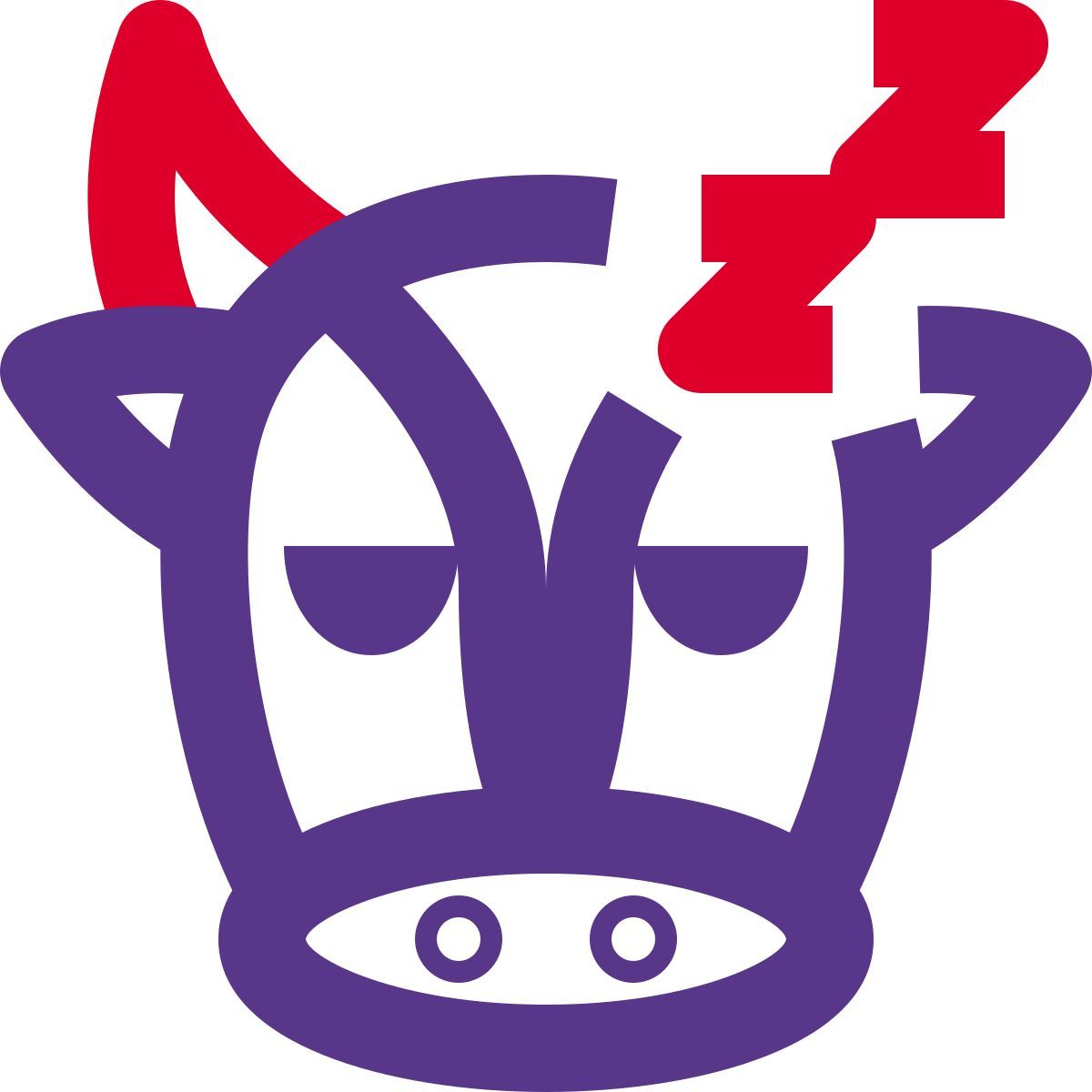 sleeping cow with long horns emoticon pictorial representation icon