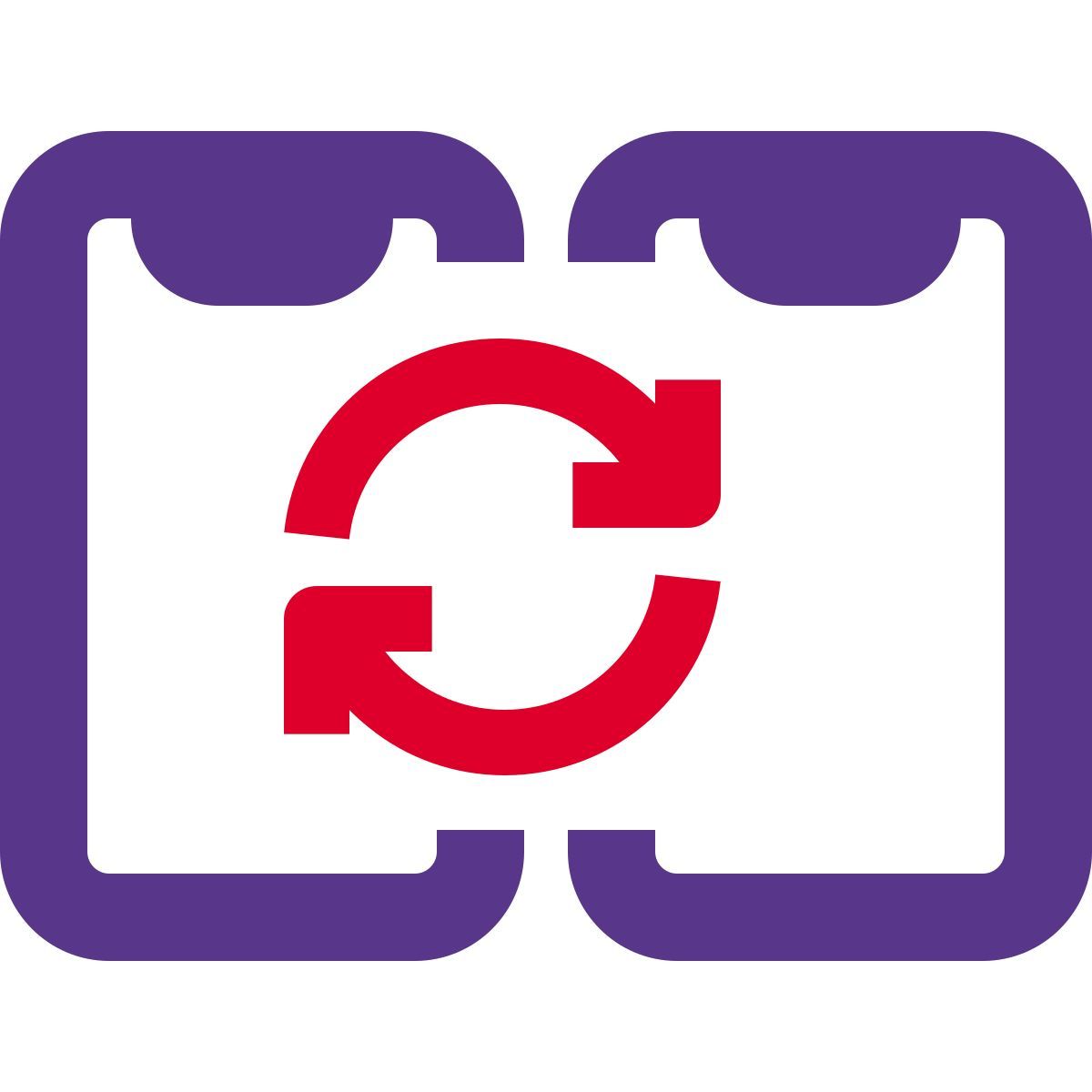 smartphone com notch e layout de sincronização de loop icon
