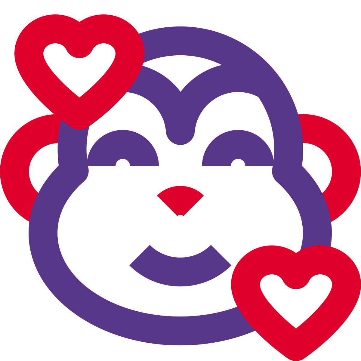 smiling monkey with hearts revolving around face emoticon icon