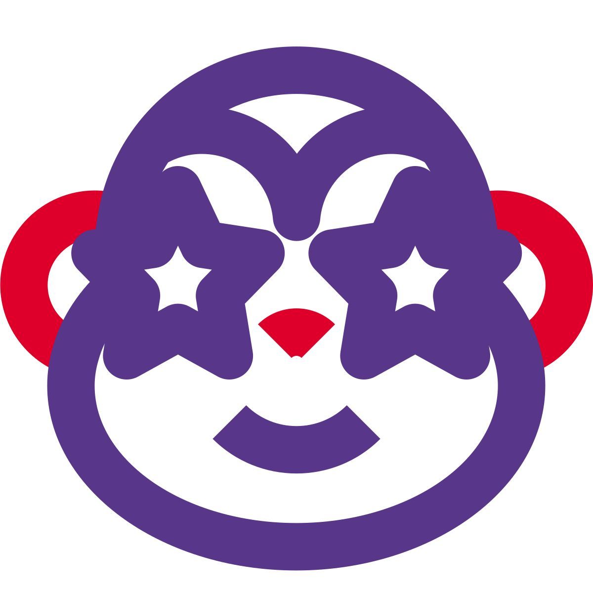 estrella pegada en los ojos del emoticón de mono icon