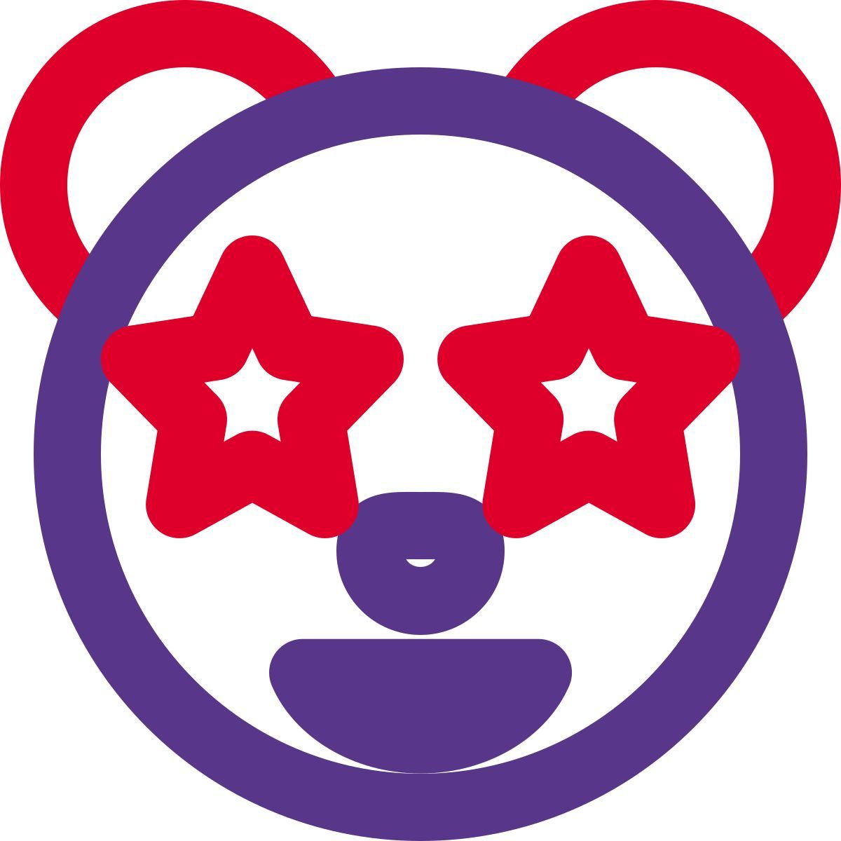 star stuck on eyes of panda emoticon icon