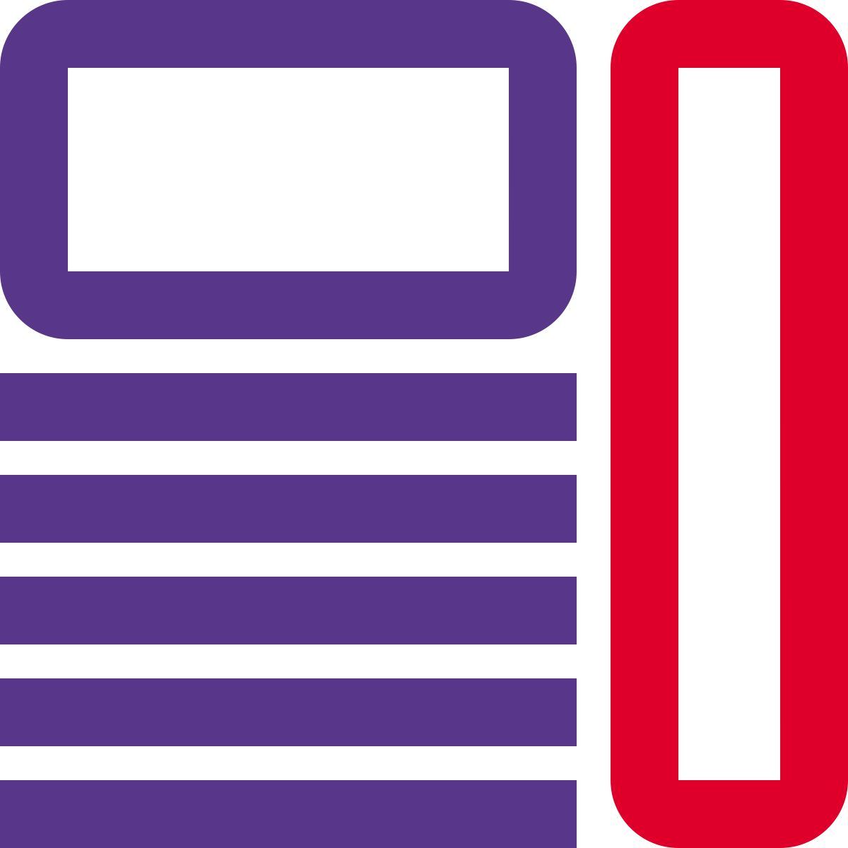 text mit seitenleiste icon