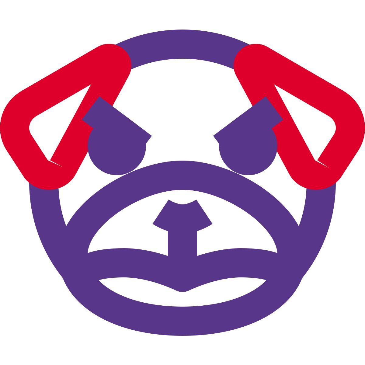 upset pug dog emoji with angry face and raised eyebrows icon