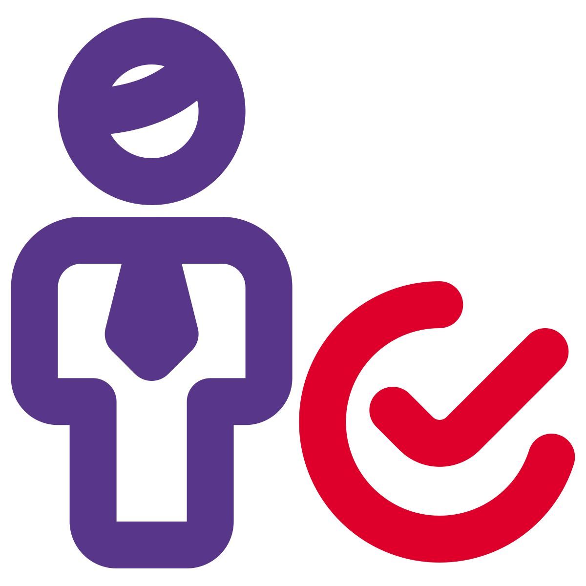 verified businessman list with a checkmark option layout icon