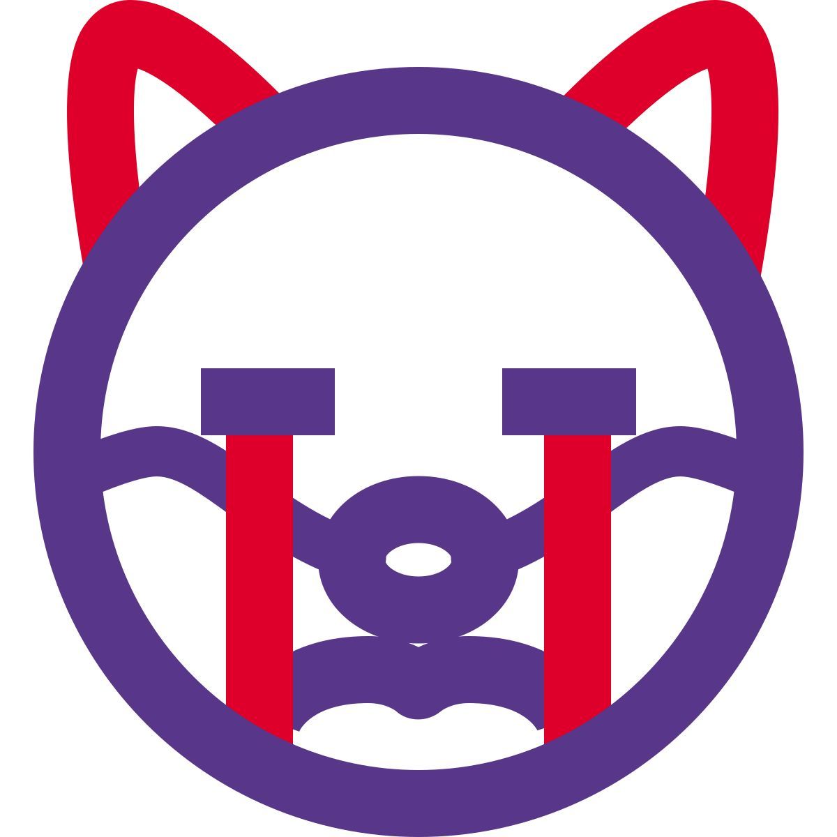 weeping dog pictorial representation with heavy tears flowing icon