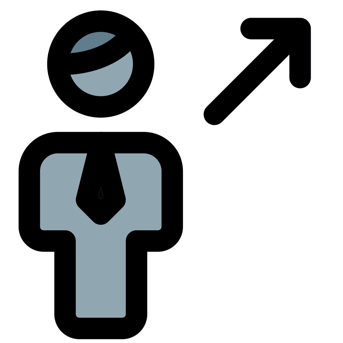 businessman moving in direction north east direction icon