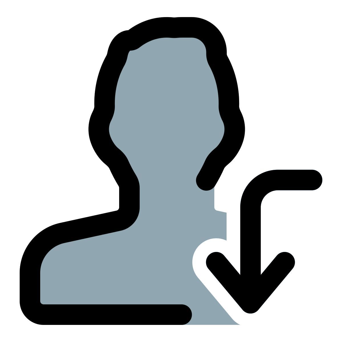 user curved down arrow icon