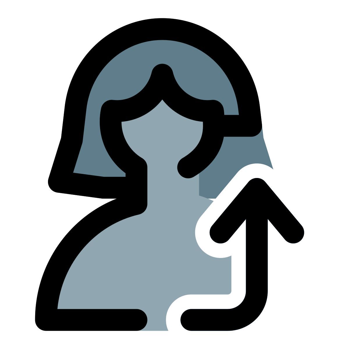 사용자 프로필 데이터 다운로드를 위한 곡선 업로드 화살표 icon