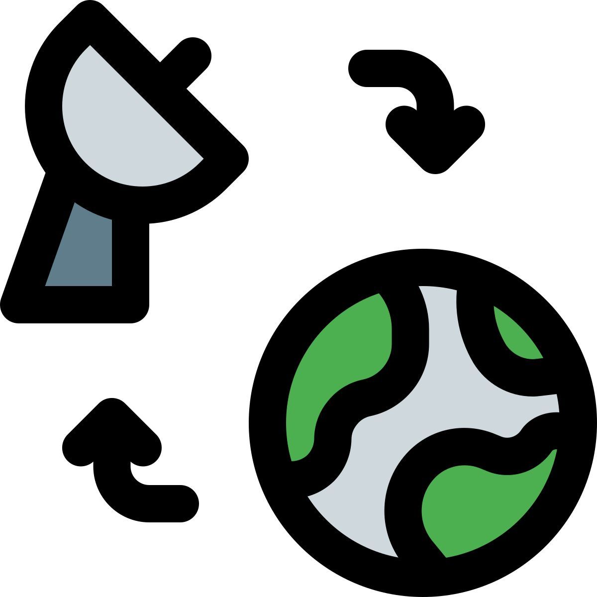 satellite dish to earth icon