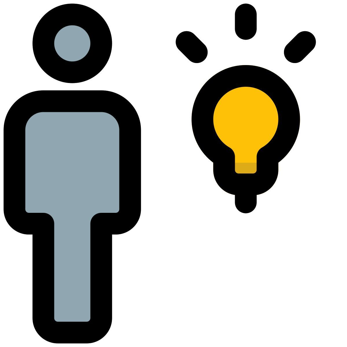 innovative idea for bright employee isolated on white background icon